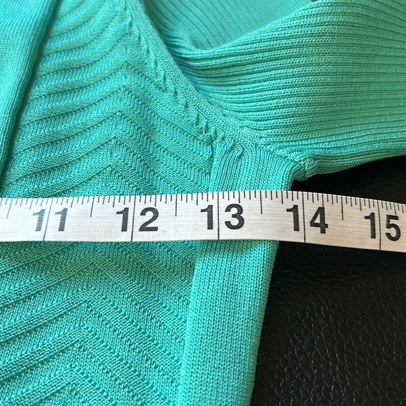 Cynthia Steffe Nola Textured Knit Fit Flare Shirtdress Chevron Dress Green Sz S - Picture 14 of 16